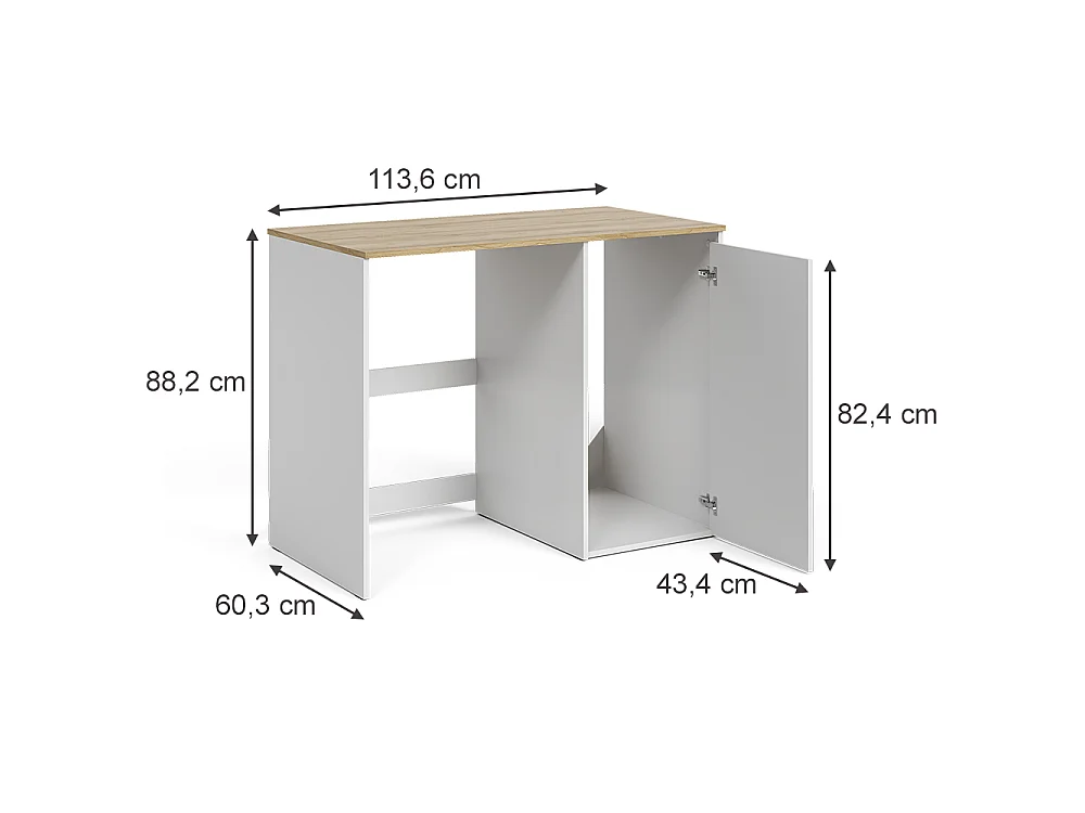 Armoire machine à laver blanc/chêne artisan 113.6x60.3x88.2 viktor