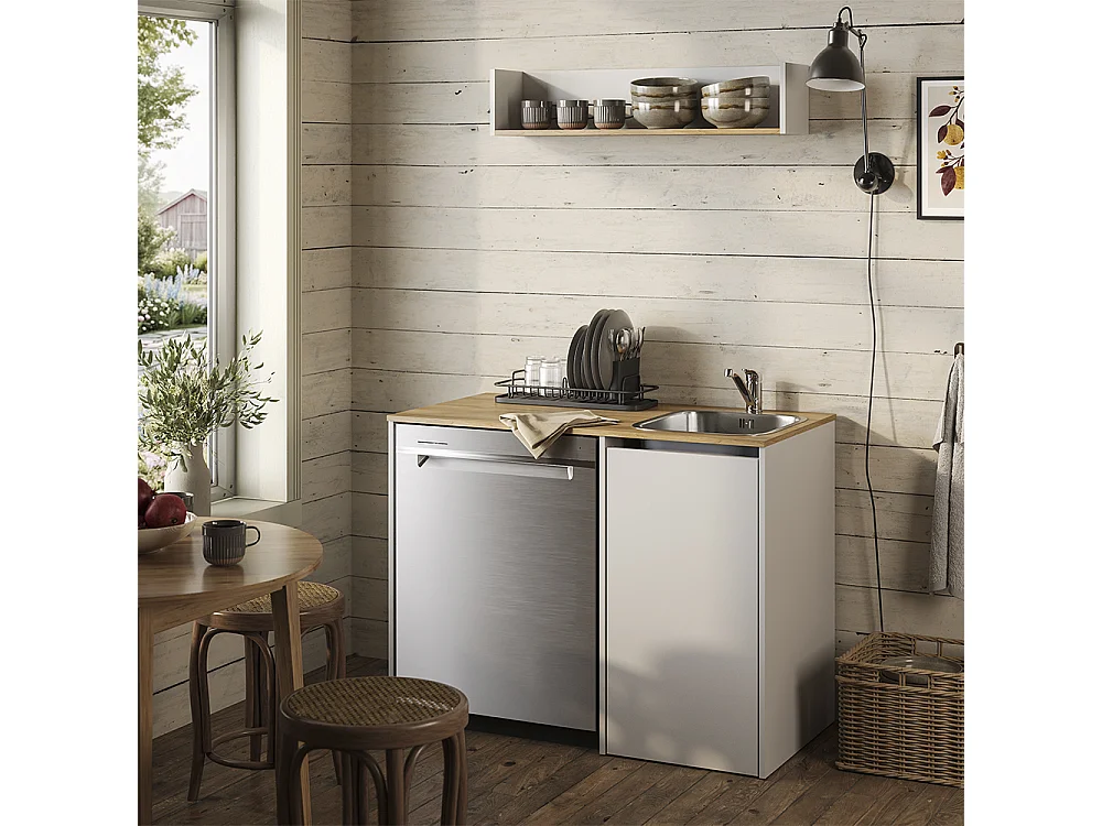 Armoire machine à laver blanc/chêne artisan 113.6x60.3x88.2 viktor