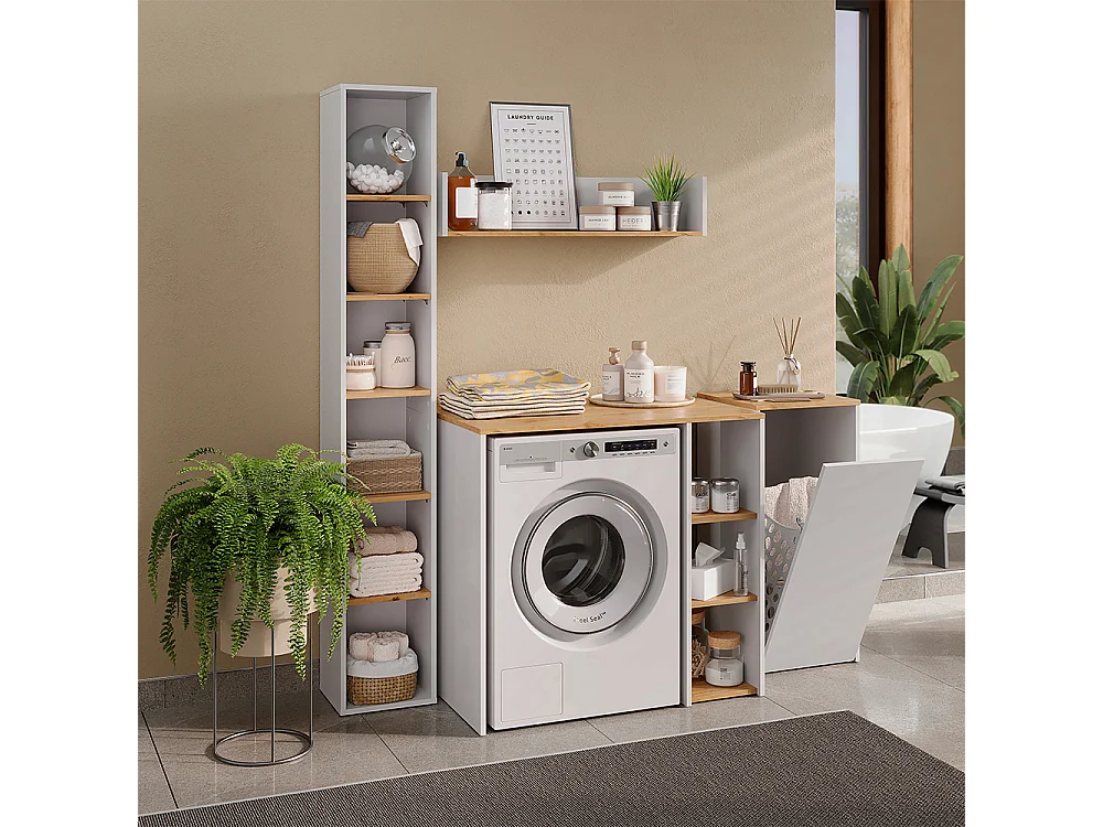 Armoire machine à laver blanc/chêne artisan 93.6x60x88.2 viktor
