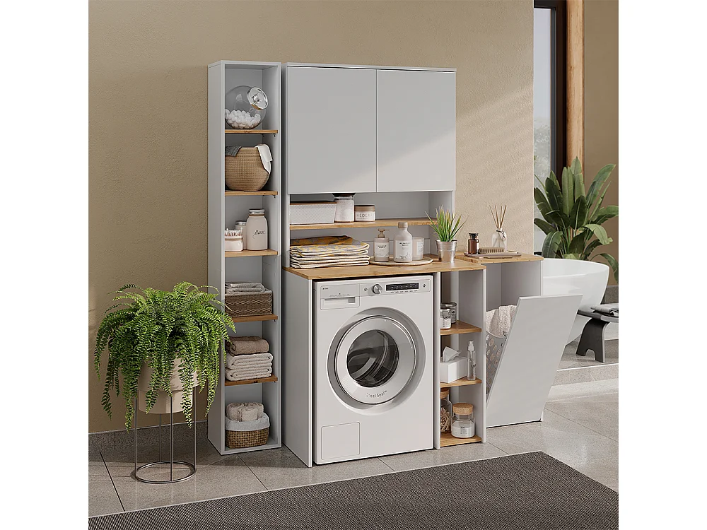 Armoire machine à laver blanc/chêne artisan 93.6x60x88.2 viktor