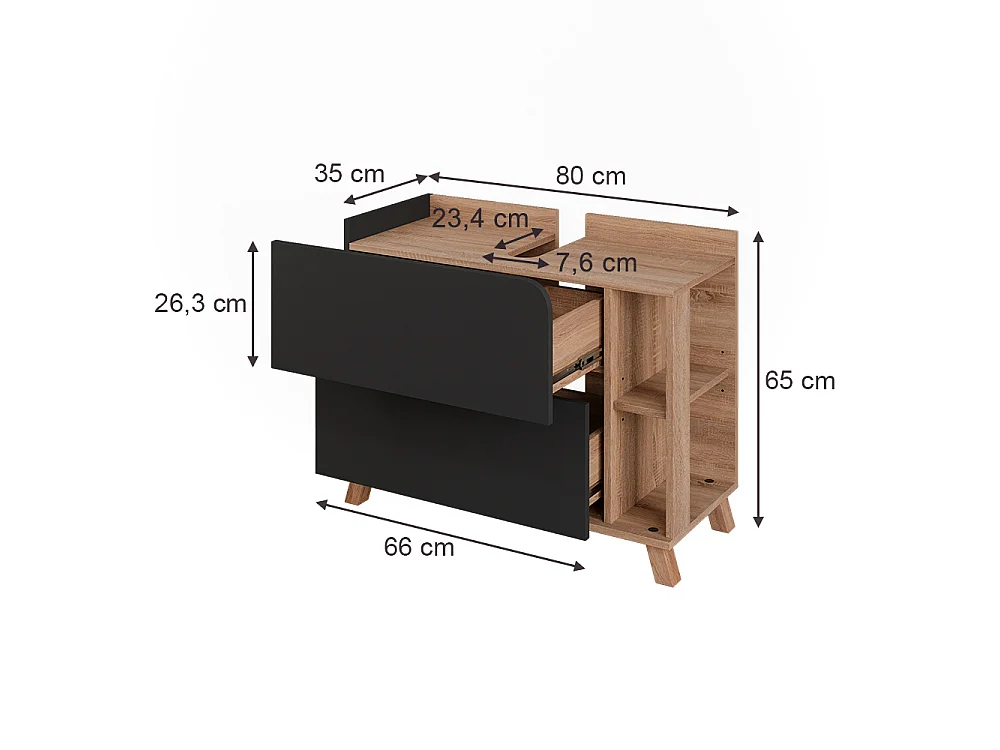 Meuble sous vasque simple anthracite/sonoma 80x35x65 karen