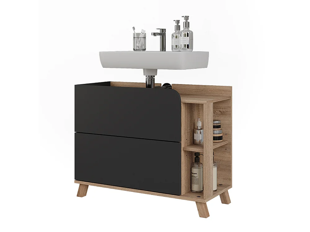 Meuble sous vasque simple anthracite/sonoma 80x35x65 karen