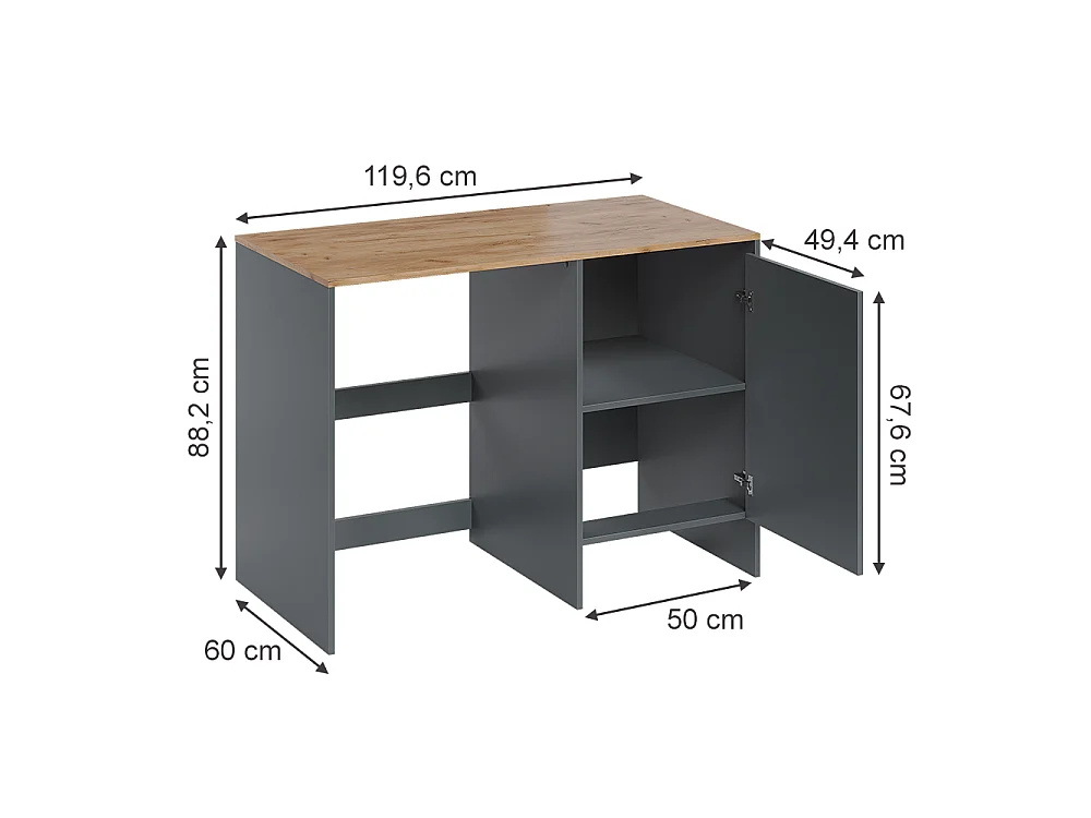 Armoire machine à laver anthracite/chêne de force doré 119.6x60x88.2 viktor