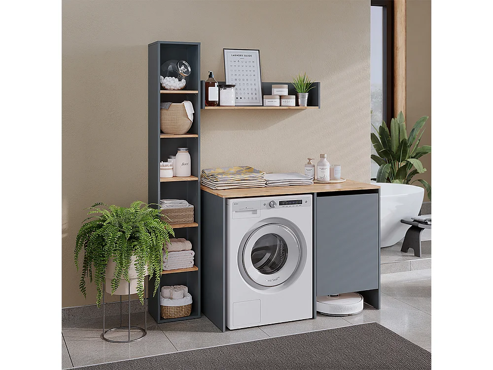 Armoire machine à laver anthracite/chêne de force doré 119.6x60x88.2 viktor