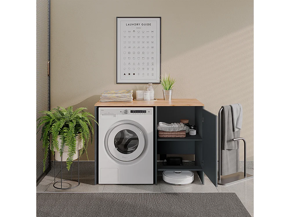 Armoire machine à laver anthracite/chêne de force doré 119.6x60x88.2 viktor