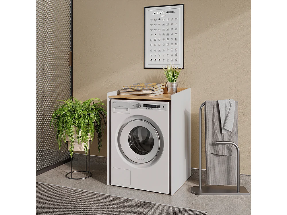 Armoire machine à laver blanc/chêne artisan 67.8x59.8x94.6 viktor