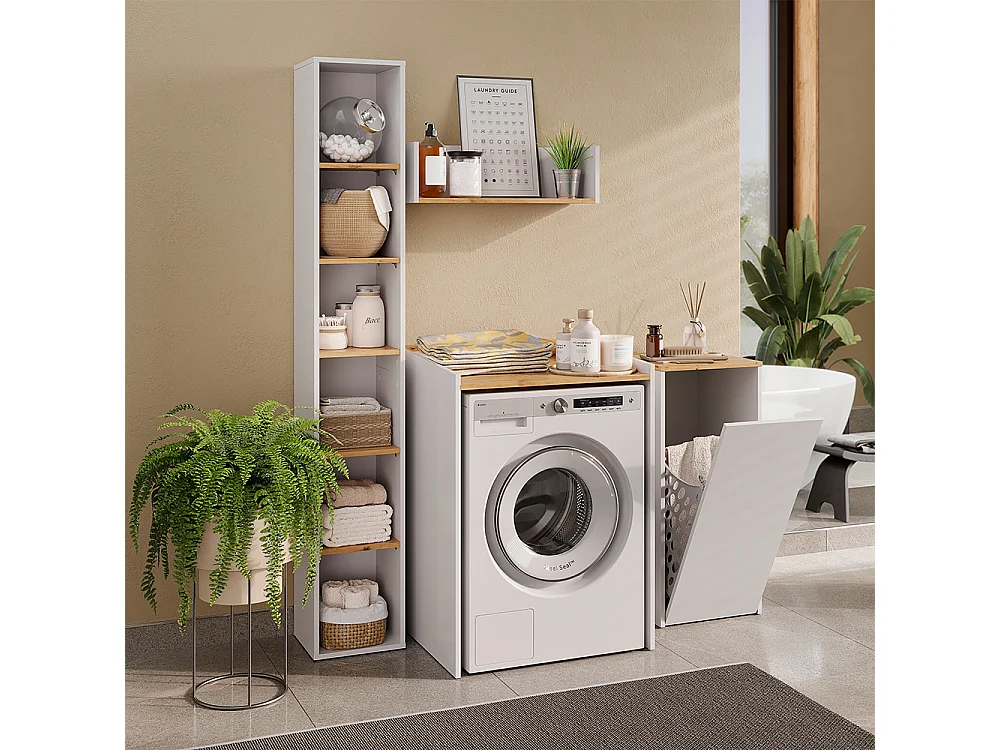 Armoire machine à laver blanc/chêne artisan 67.8x59.8x94.6 viktor