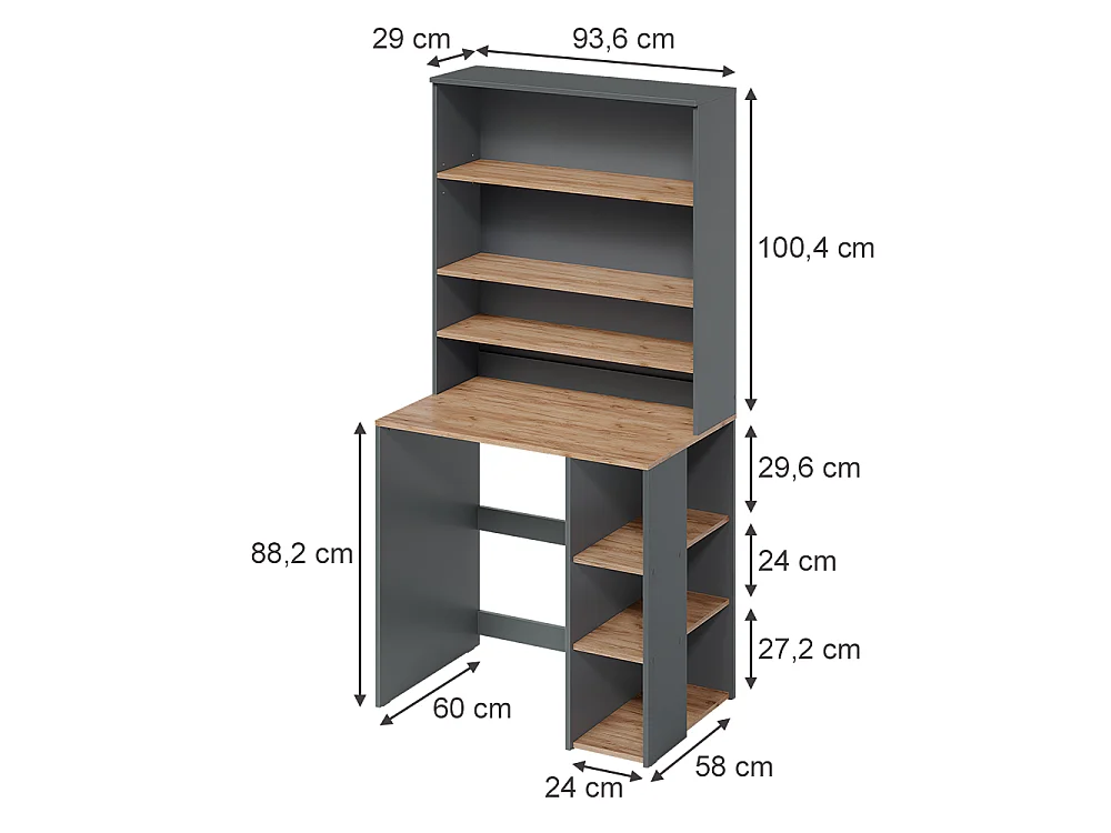 meuble pour lave-linge anthracite/chêne de force doré 93.6x60x88.2 viktor