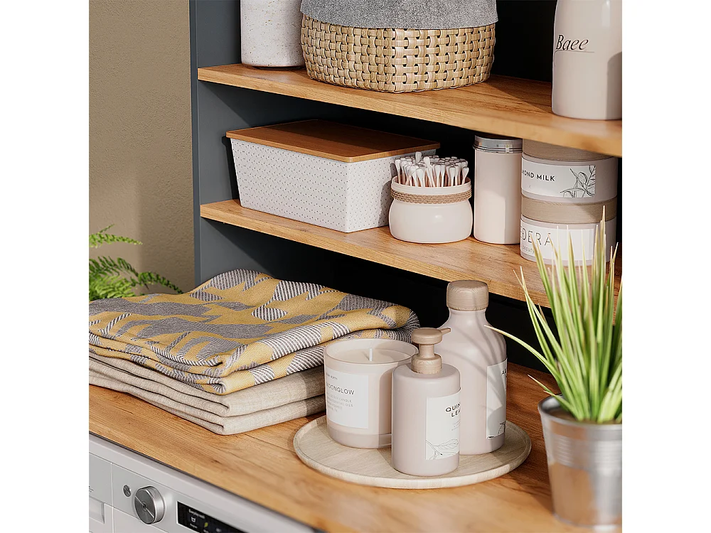 meuble pour lave-linge anthracite/chêne de force doré 93.6x60x88.2 viktor