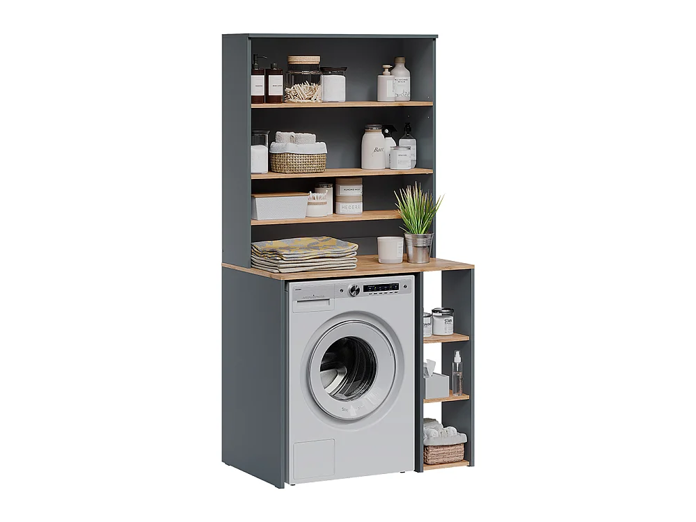 meuble pour lave-linge anthracite/chêne de force doré 93.6x60x88.2 viktor