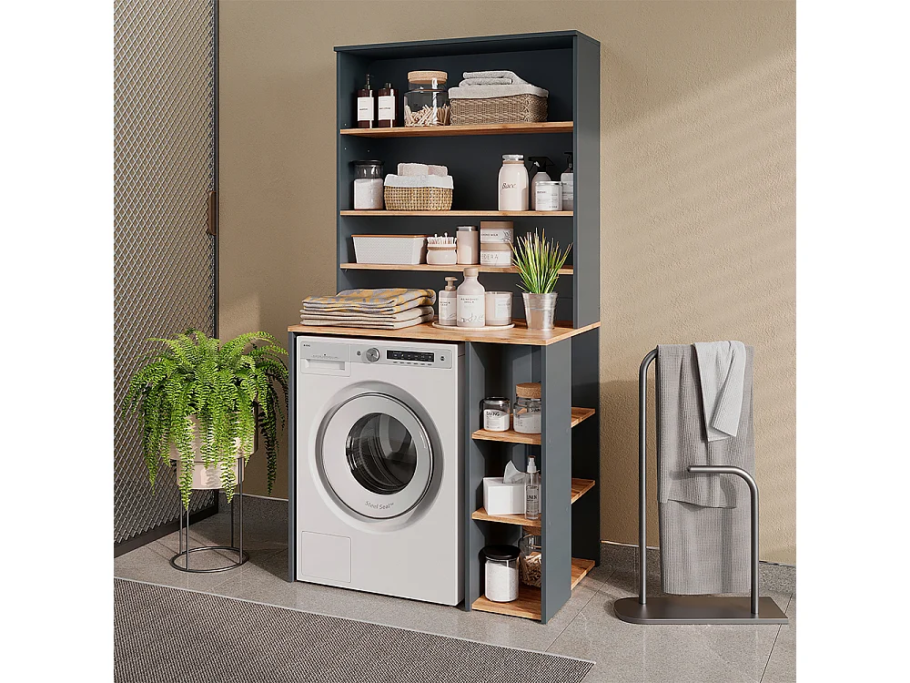 meuble pour lave-linge anthracite/chêne de force doré 93.6x60x88.2 viktor