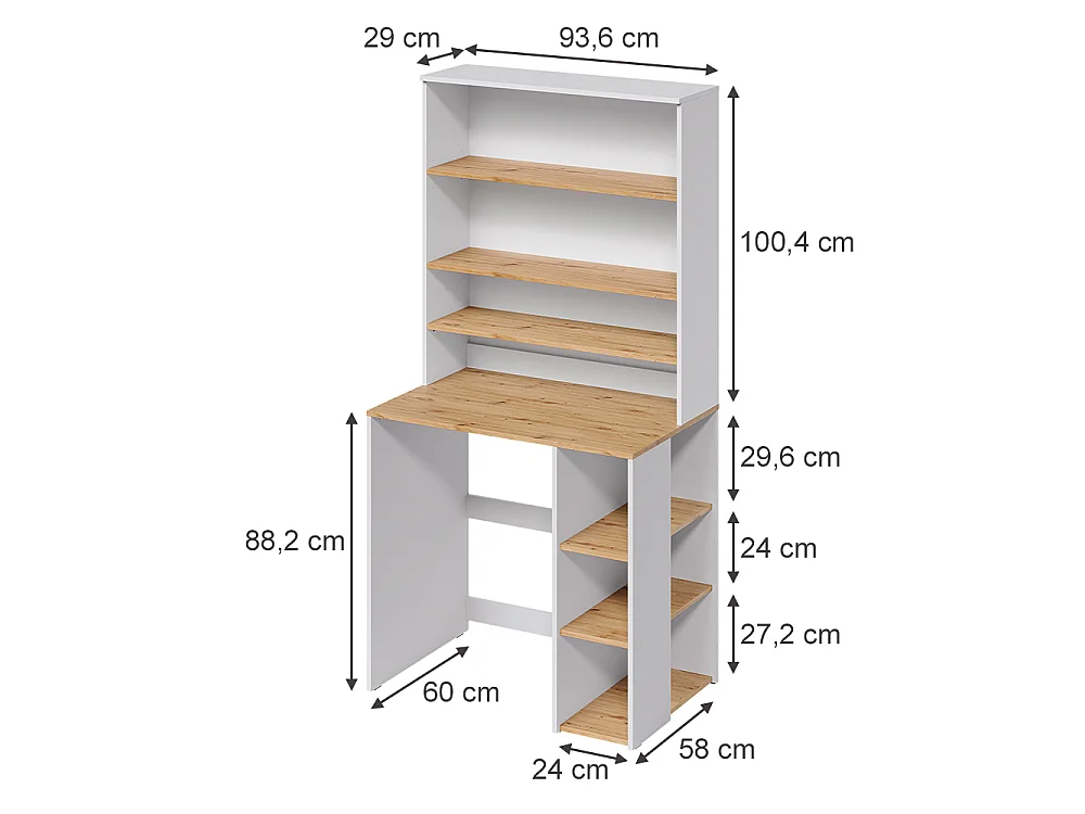meuble pour lave-linge blanc/chêne artisan 93.6x60x88.2 viktor