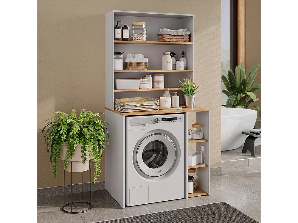 meuble pour lave-linge blanc/chêne artisan 93.6x60x88.2 viktor