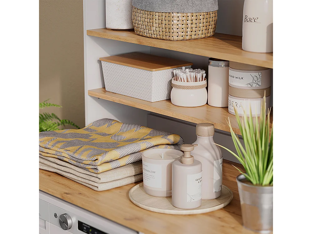 meuble pour lave-linge blanc/chêne artisan 93.6x60x88.2 viktor