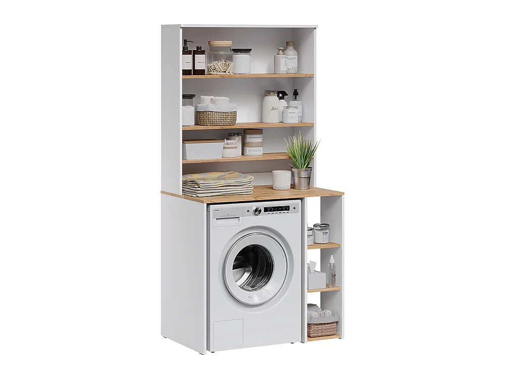 meuble pour lave-linge blanc/chêne artisan 93.6x60x88.2 viktor