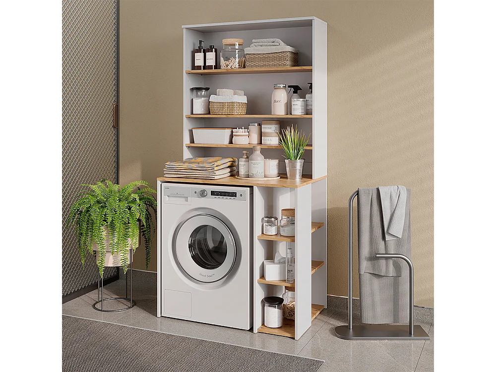 meuble pour lave-linge blanc/chêne artisan 93.6x60x88.2 viktor