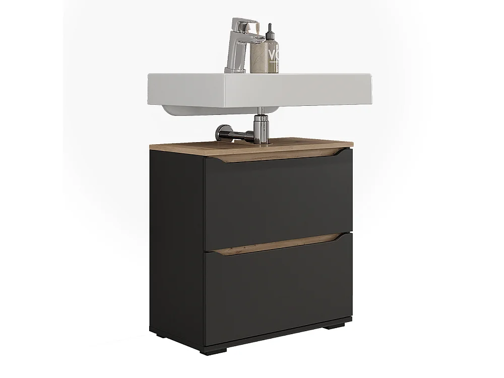 Meuble sous vasque simple anthracite/chêne artisan 60.2x31.8x62.5 ruben