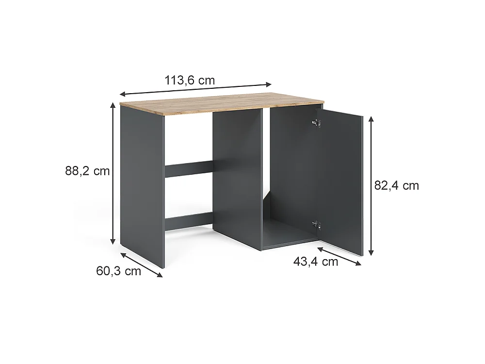 Armoire machine à laver anthracite/chêne doré 113.6x60.3x88.2 viktor