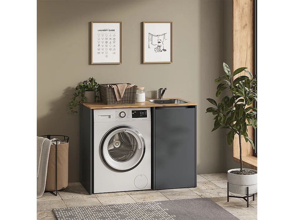 Armoire machine à laver anthracite/chêne doré 113.6x60.3x88.2 viktor