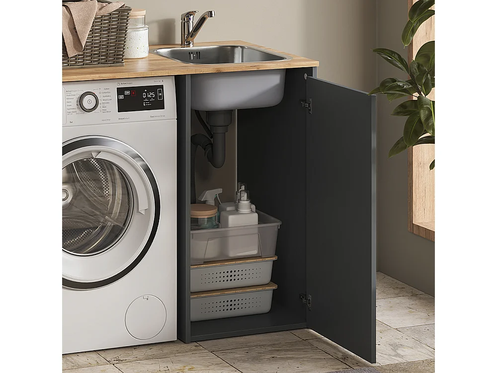 Armoire machine à laver anthracite/chêne doré 113.6x60.3x88.2 viktor