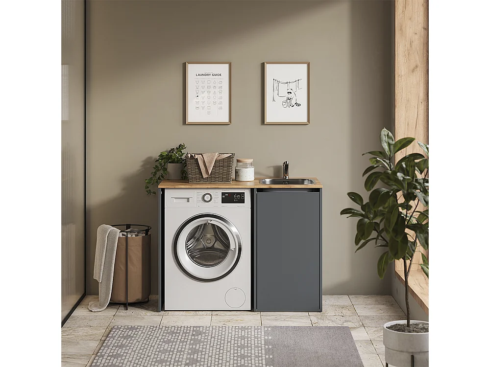 Armoire machine à laver anthracite/chêne doré 113.6x60.3x88.2 viktor