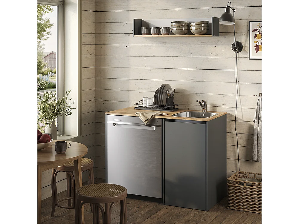 Armoire machine à laver anthracite/chêne doré 113.6x60.3x88.2 viktor