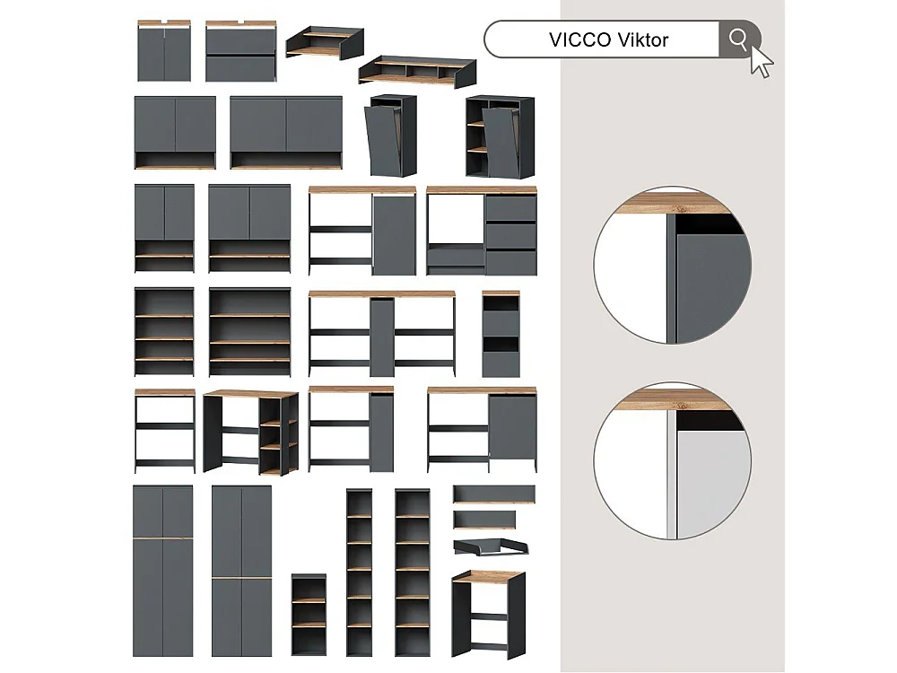 Armoire machine à laver anthracite/chêne doré 113.6x60.3x88.2 viktor