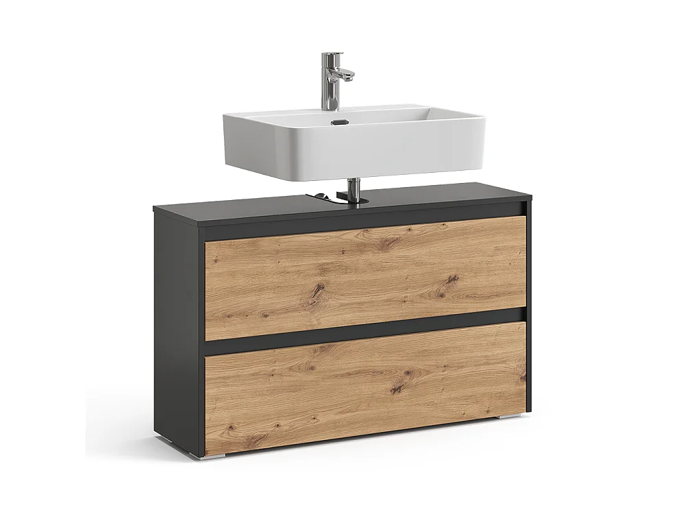 Meuble sous vasque simple anthracite/chêne artisan 100.1x30.1x62 majest