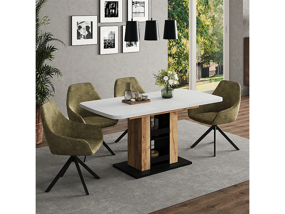Table de salle à manger blanc/chêne de force doré 120x80x76 fenaro