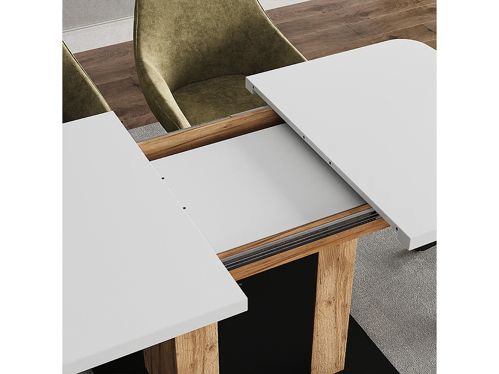 Table de salle à manger blanc/chêne de force doré 120x80x76 fenaro