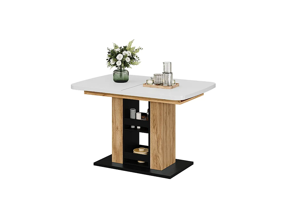 Table de salle à manger blanc/chêne de force doré 120x80x76 fenaro