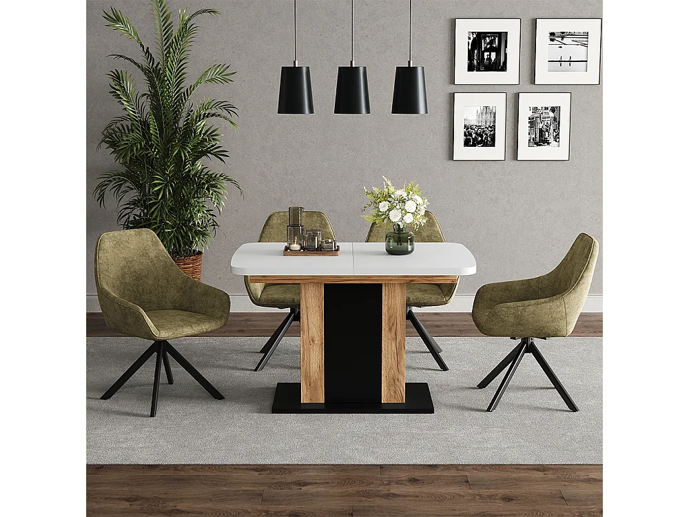 Table de salle à manger blanc/chêne de force doré 120x80x76 fenaro