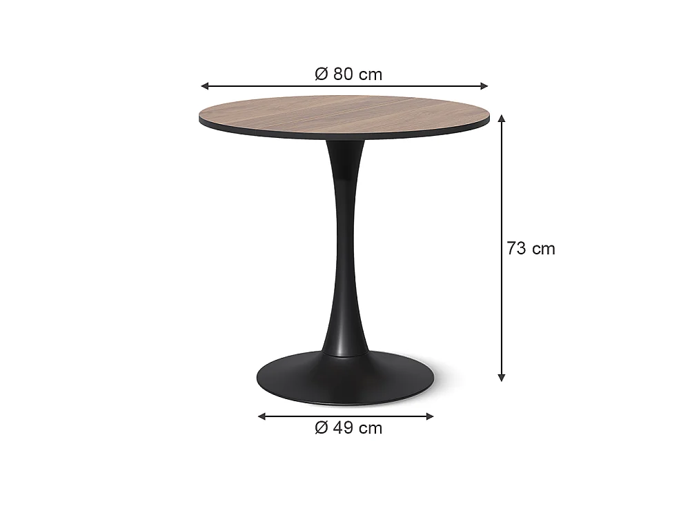 Dining table walnut/black 80x80x73 carl