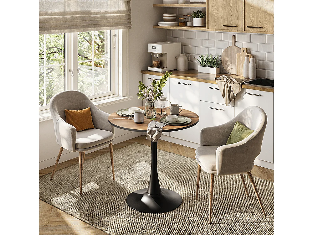 Dining table walnut/black 80x80x73 carl