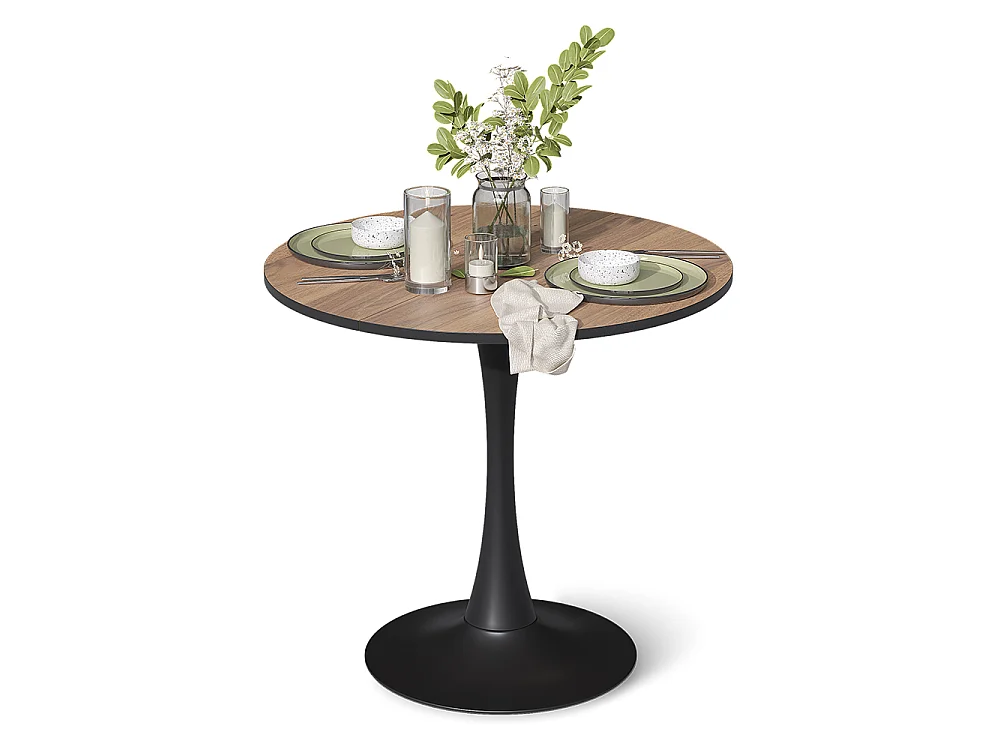 Dining table walnut/black 80x80x73 carl