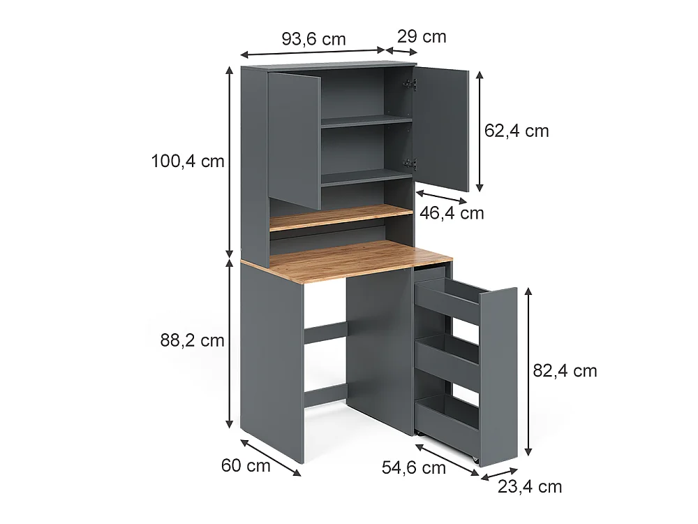 armoire pour machine à laver anthracite/chêne de force doré 93.6x60x88.2 viktor