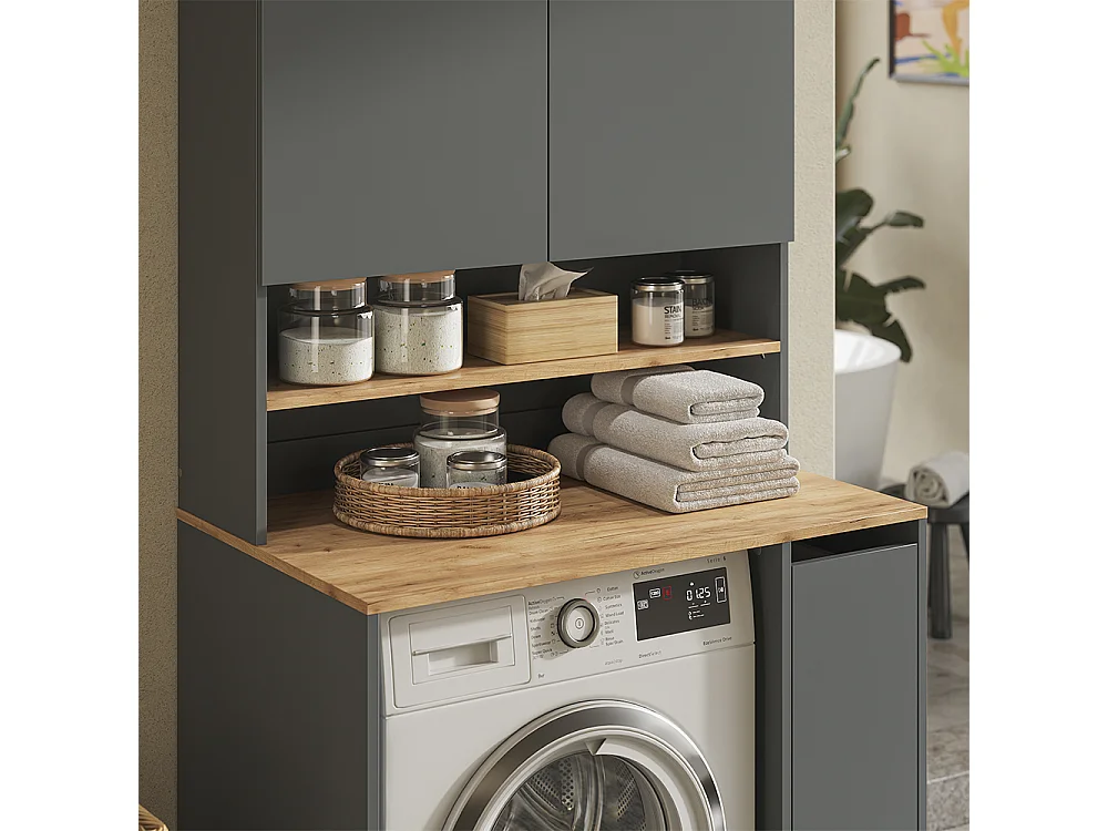 armoire pour machine à laver anthracite/chêne de force doré 93.6x60x88.2 viktor