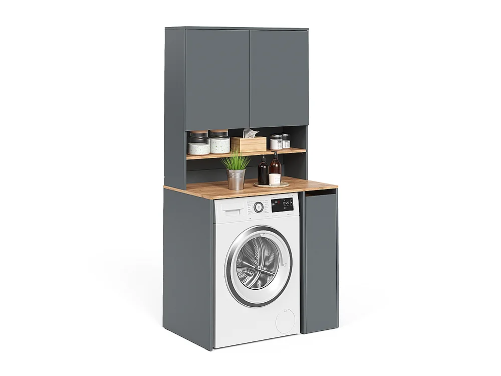 armoire pour machine à laver anthracite/chêne de force doré 93.6x60x88.2 viktor