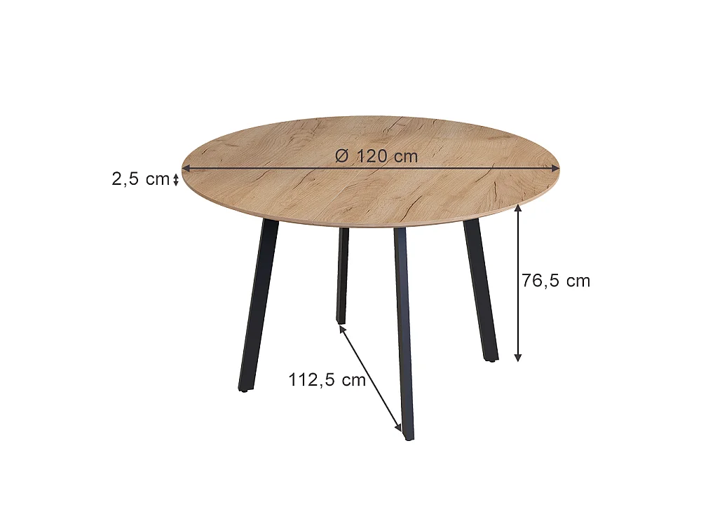 Table à manger noir 120x120x76.5 halvar