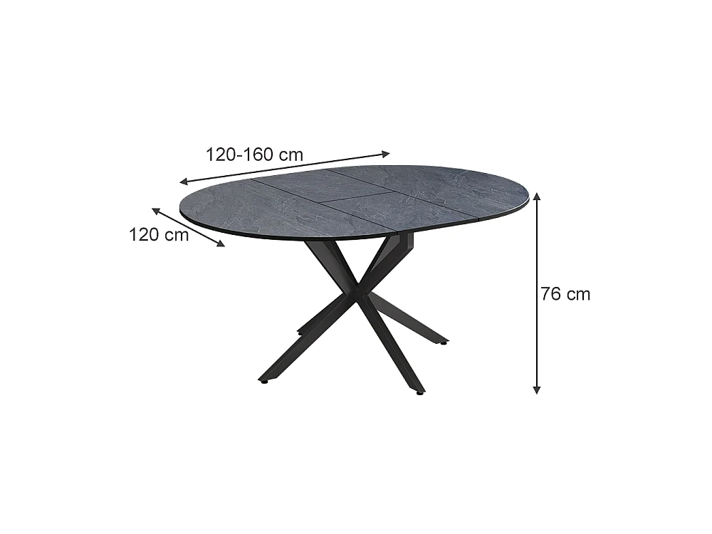 Table de salle à manger anthracite/noir 120x120x76.3 loyd