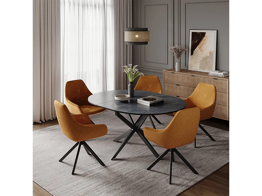 Table de salle à manger anthracite/noir 120x120x76.3 loyd