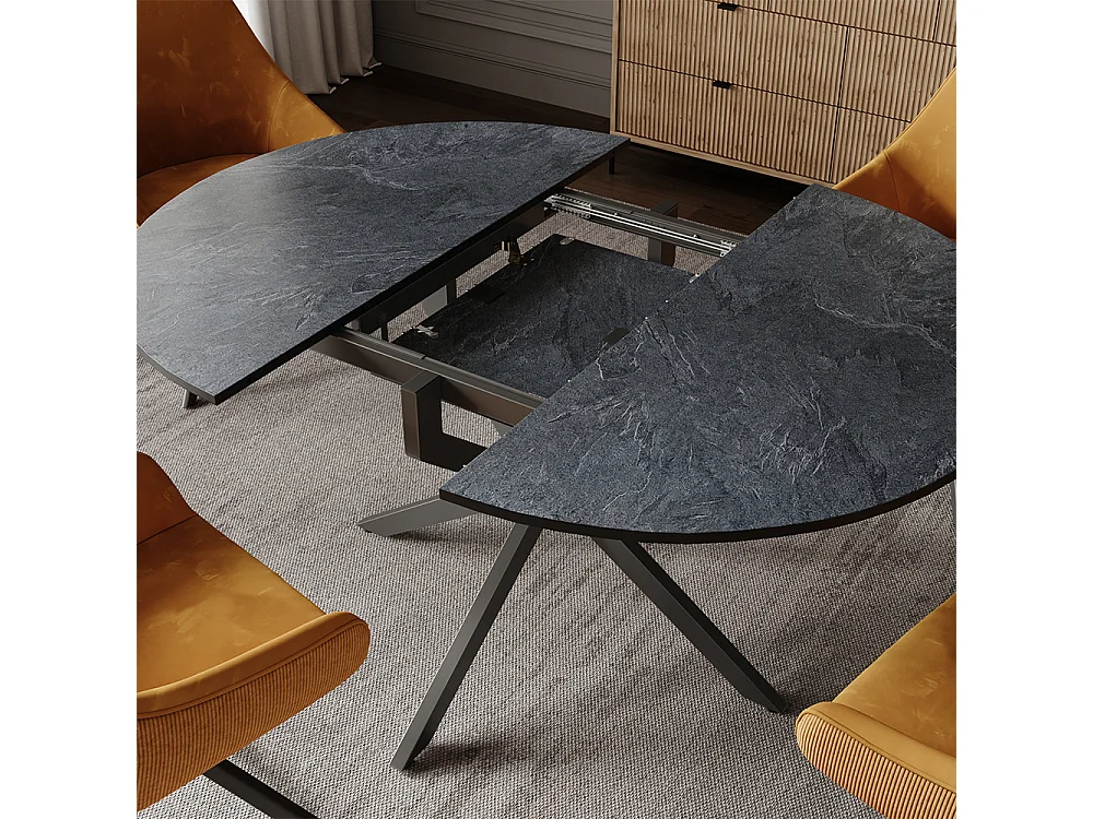 Table de salle à manger anthracite/noir 120x120x76.3 loyd