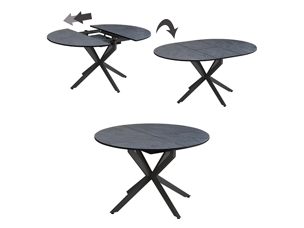 Table de salle à manger anthracite/noir 120x120x76.3 loyd