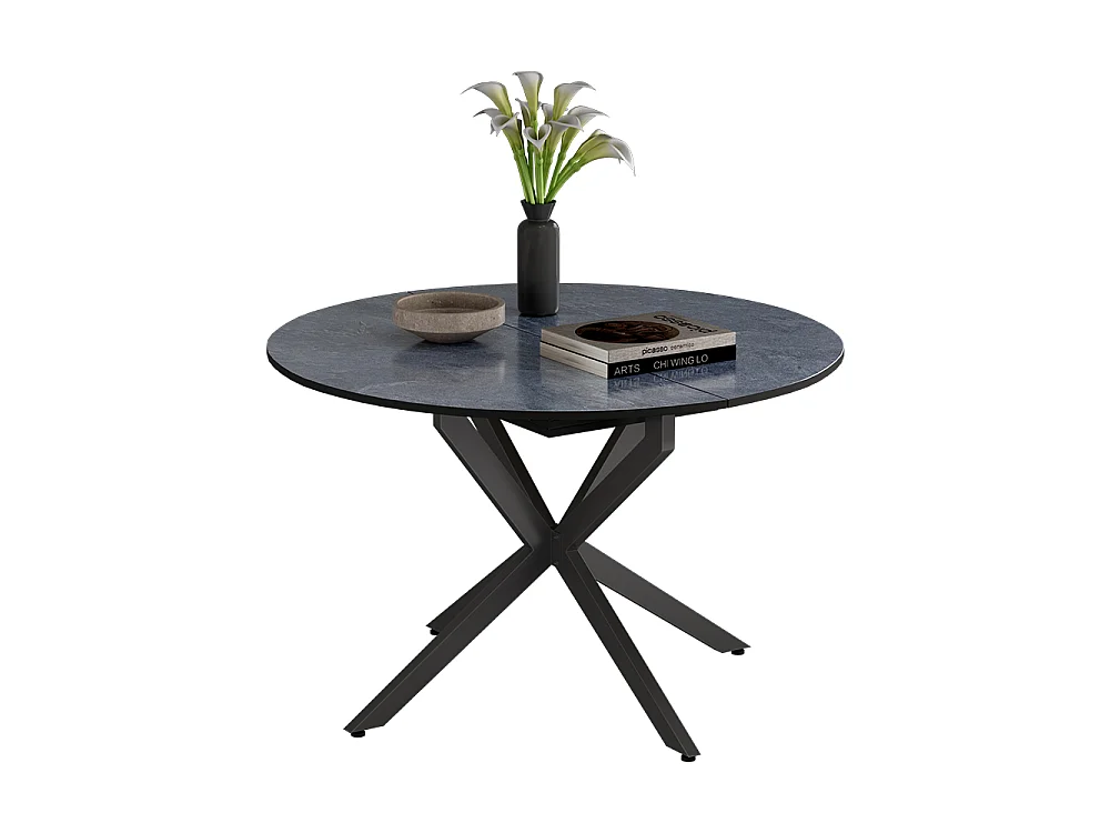 Table de salle à manger anthracite/noir 120x120x76.3 loyd