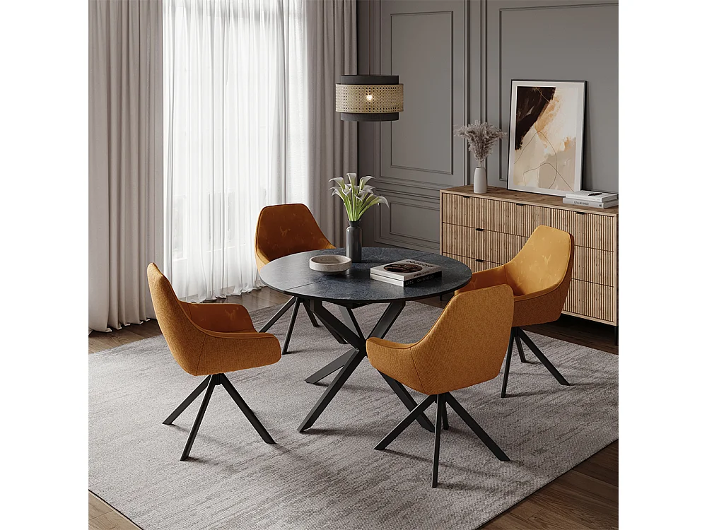 Table de salle à manger anthracite/noir 120x120x76.3 loyd