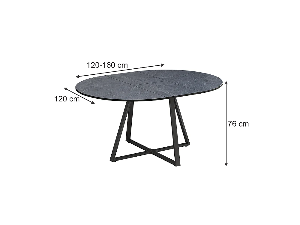 Table de salle à manger anthracite/noir 120x120x75.8 loyd