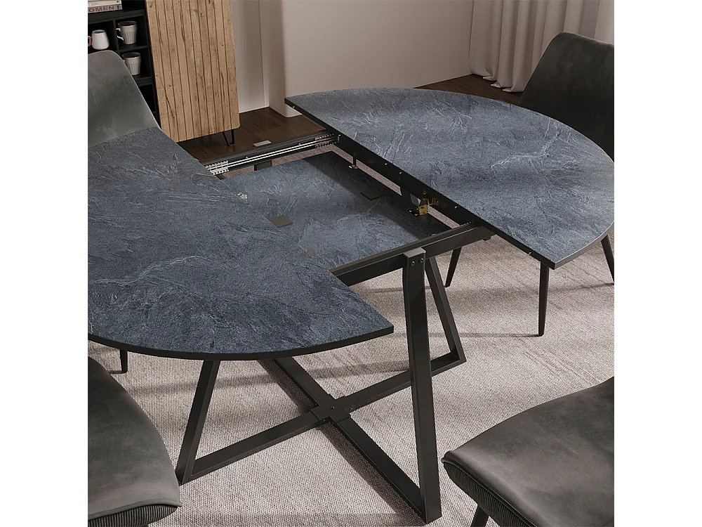Table de salle à manger anthracite/noir 120x120x75.8 loyd