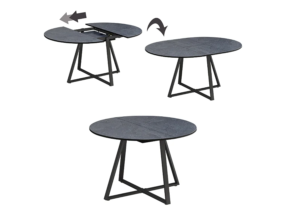 Table de salle à manger anthracite/noir 120x120x75.8 loyd