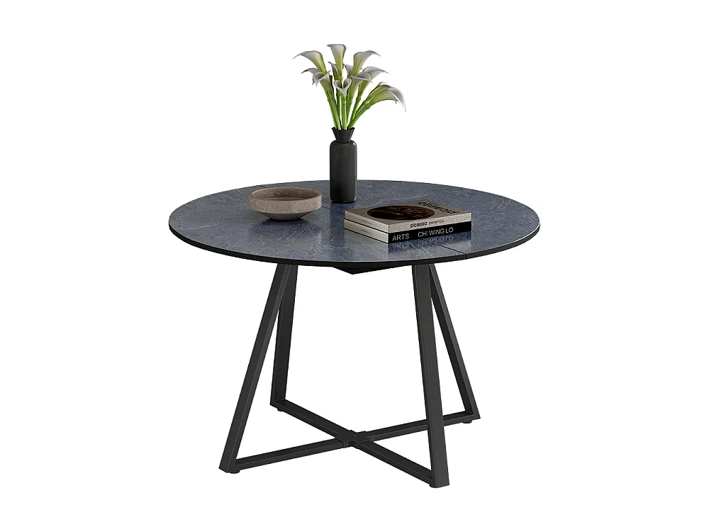 Table de salle à manger anthracite/noir 120x120x75.8 loyd