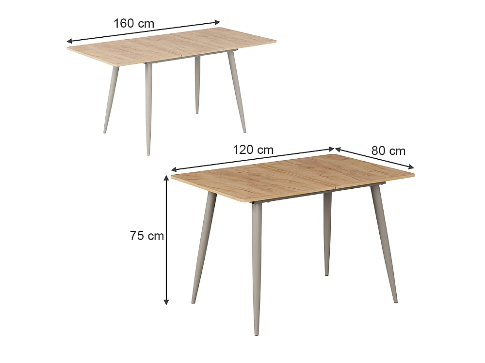 Dining table goldkraft oak/greige 120x80x75 beaver